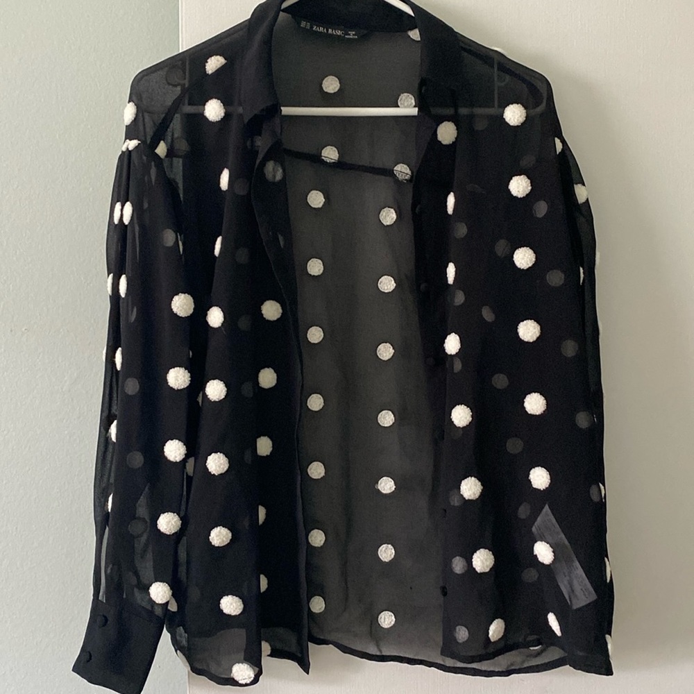 ZARA Blouse. Sz XS fits like a small. Black. Sheer. Like new.
